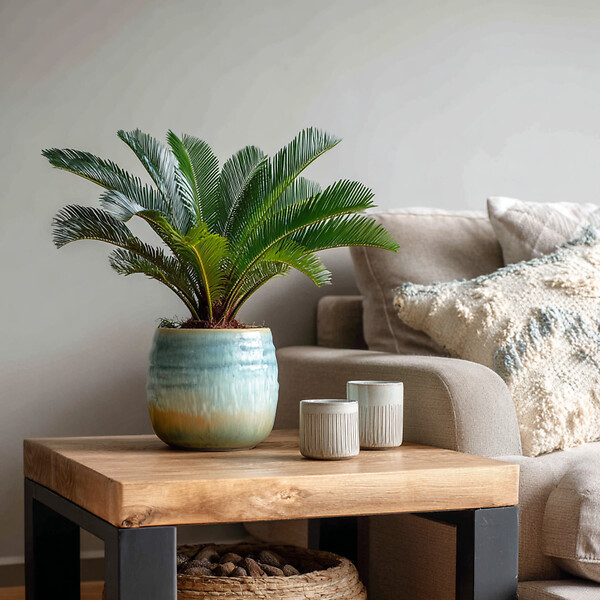 PLANT IN A BOX - Sagou du Japon - Set de 2 - Cycas revoluta - Hauteur 45-60cm - ⌀15cm - large