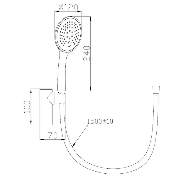 ESSEBAGNO - Luisa II combiné support de douche 3 pièces gris gun métal - large