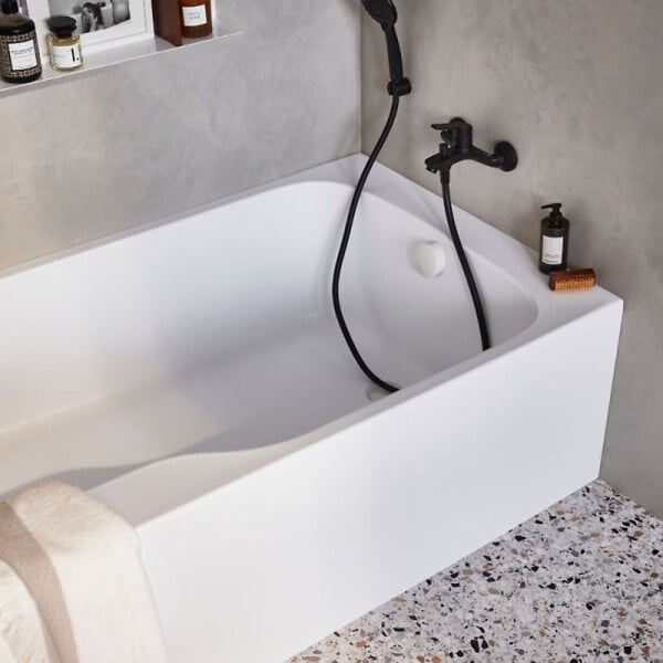 JACOB DELAFON - Pack baignoire bain douche 160 x 85 Malice version droite blanc mat + pare bain + étagère - large