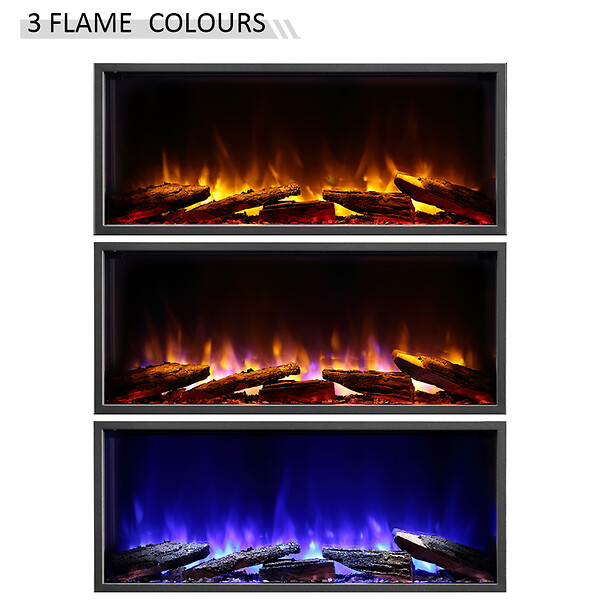 BALDERIA - Cheminée électrique BALDERIA Amazona 36" - Cheminée encastrable, 2000 W - Noir - large