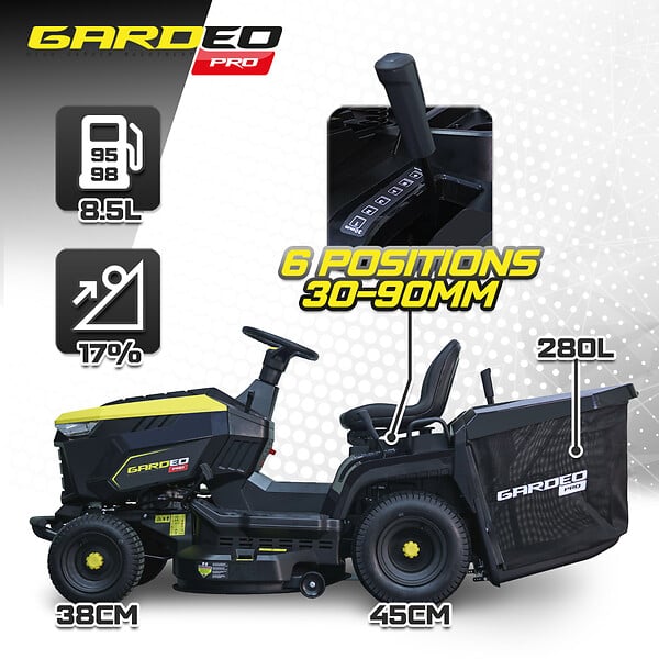 GARDEO PRO - Tracteur tondeuse 352cc - largeur de coupe 83cm - Fonction mulching - large