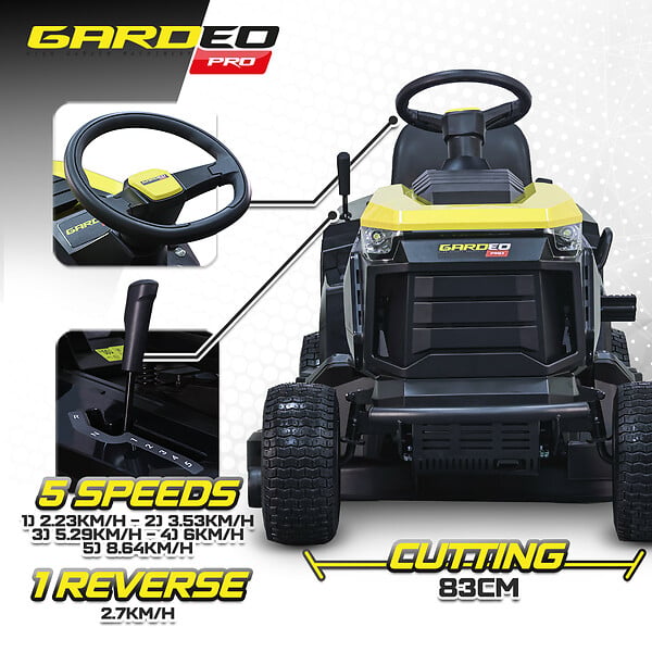 GARDEO PRO - Tracteur tondeuse 352cc - largeur de coupe 83cm - Fonction mulching - large