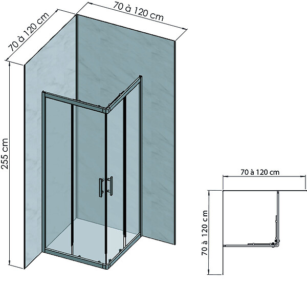 ONDEE - Pack complet de montage panneaux muraux Marbre Gris 120 cm - Profilé chromé inclus - large