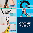 GROHE - Flexible de douche GROHE VitalioFlex Trend 1750 mm noir mat + nettoyant GrohClean - vignette