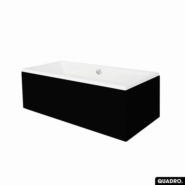 OTITEC - Baignoire rectangulaire - 180 x 80 cm - sans Habillage - avec Pieds - Repose-tête - Étagère bambou - Vidage Chrome - QUADRO - large