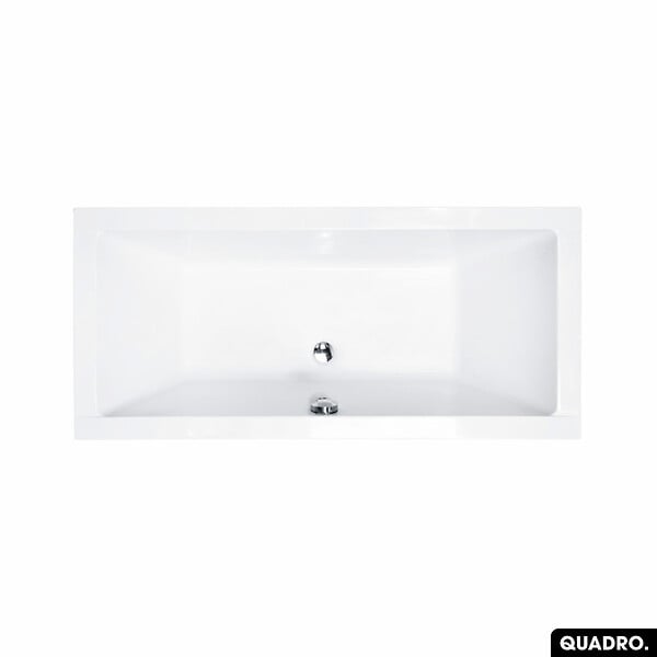 OTITEC - Baignoire rectangulaire - 180 x 80 cm - sans Habillage - avec Pieds - Repose-tête - Étagère bambou - Vidage Chrome - QUADRO - large