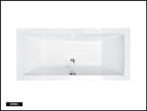 OTITEC - Baignoire rectangulaire - 175 x 80 cm - avec Habillage (4 cm) - Pieds - Vidage Chrome - QUADRO SLIM - large