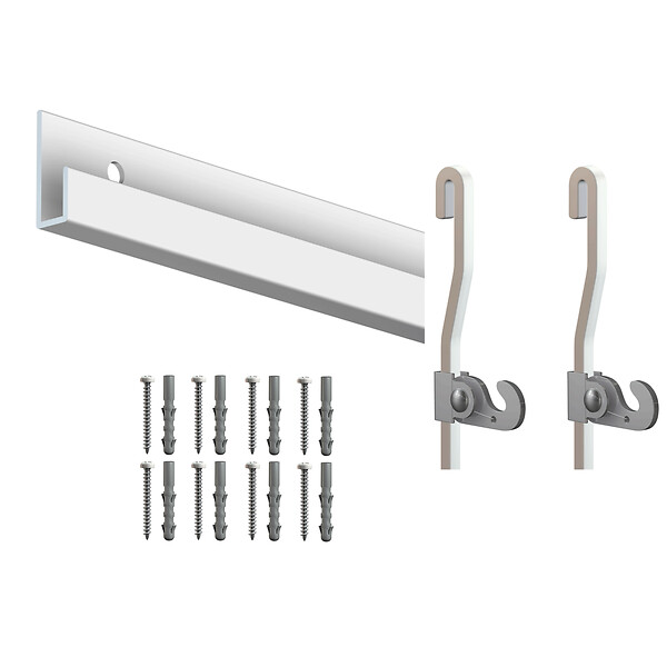 ARTITEQ - Cimaise Box PREMIUM Classic Rail + Tige 4 mm - 200 cm - Kit tout en un Blanc laqué - large
