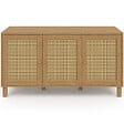 ID MARKET - Buffet bas vintage 113 cm HANAE 3 portes effet naturel cannage - vignette