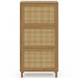 ID MARKET - Meuble à chaussures 18 paires HANAE 3 portes effet naturel cannage - vignette