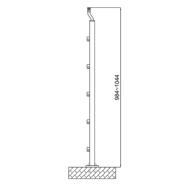 AICA SANITAIRE - Poteau de garde-corps - Pour intérieur et extérieur - Aluminium argenté - Fixation à  plat - large
