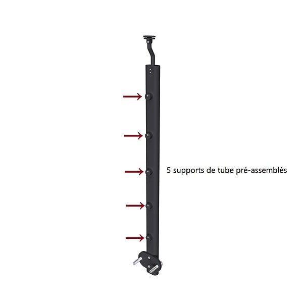 AICA SANITAIRE - Poteau de garde-corps - Aluminium Noir - Pour intérieur et extérieur - Fixation latérale - large