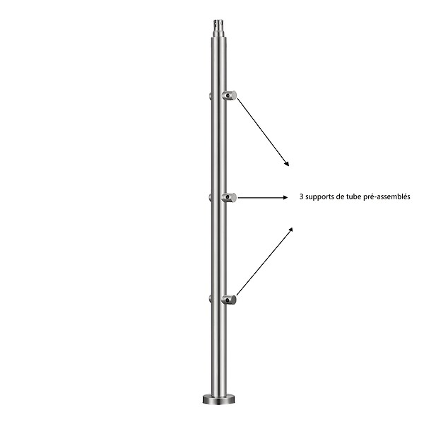 AICA SANITAIRE - Garde-corps 100cm avec main courante, en acier inoxydable 201, pour intérieur et extérieur, garde-corps avec 3 traverses - large