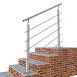 AICA SANITAIRE - Garde-corps - Pour intérieur et extérieur - Aluminium argenté - Avec 5 traverses et 1 main courante - 100cm - Fixation à  plat - vignette