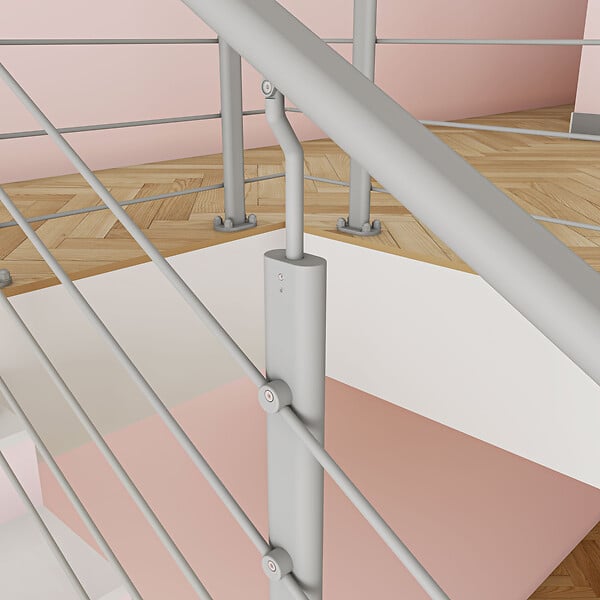 AICA SANITAIRE - Garde-corps - Pour intérieur et extérieur - Aluminium argenté - Avec 5 traverses et 1 main courante - 100cm - Fixation à  plat - large