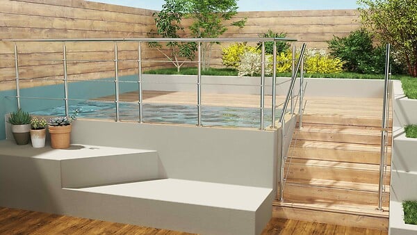 AICA SANITAIRE - Garde-corps avec main courante, 80cm, en acier inoxydable 304, garde-corps avec 3 traverses, pour intérieur et extérieur - large