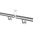 AICA SANITAIRE - Main courante - En acier inoxydable 304 - 150cm - Rampe escalier mural avec embouts - Pour intérieur et extérieur - Avec supports muraux - vignette