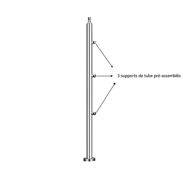AICA SANITAIRE - Garde-corps avec main courante, 150cm, en acier inoxydable 304, garde-corps avec 3 traverses, pour intérieur et extérieur - large