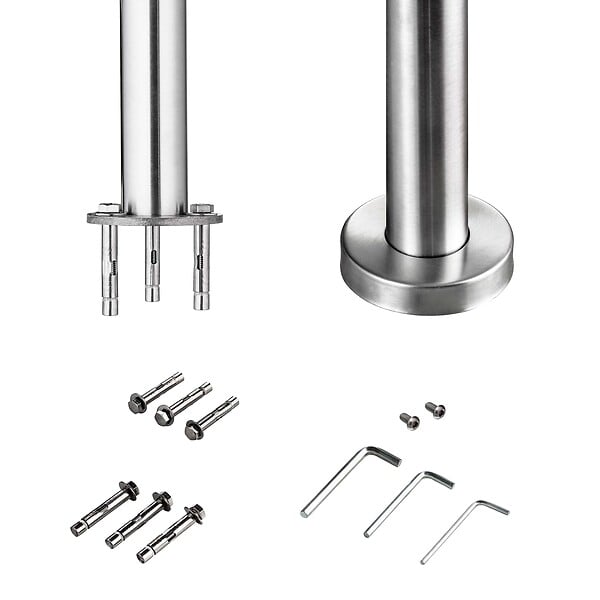 AICA SANITAIRE - Garde-corps avec main courante, 150cm, en acier inoxydable 304, garde-corps avec 3 traverses, pour intérieur et extérieur - large