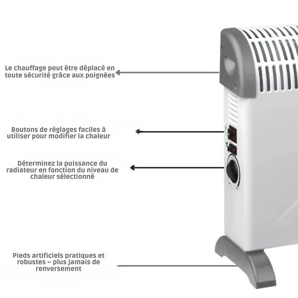 KEMPER - radiateur convecteur avec minuteur 2000w - 048509 - large