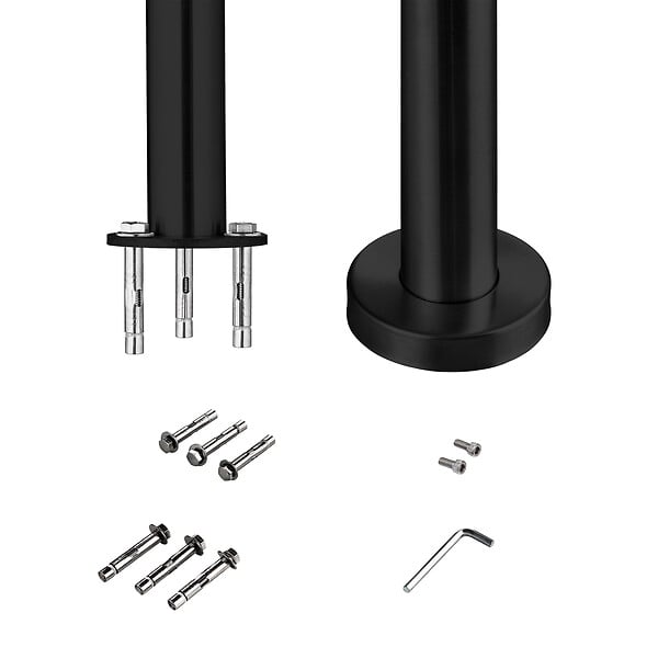 AICA SANITAIRE - Garde-corps 100cm noir, 1 main courante, sans traverses, inox 201, intérieur et extérieur, design moderne - kit complet - large