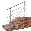 AICA SANITAIRE - Garde-corps - Intérieur et extérieur - Aluminium argenté - Avec 5 traverses et 1 main courante - 150cm - Rampe d'escalier pose latérale - vignette