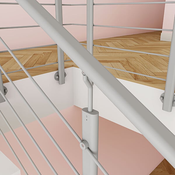 AICA SANITAIRE - Garde-corps - Intérieur et extérieur - Aluminium argenté - Avec 5 traverses et 1 main courante - 150cm - Rampe d'escalier pose latérale - large