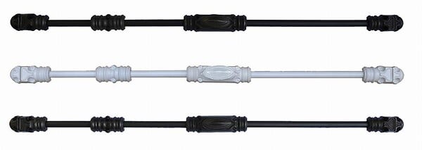 ROLLINGER - Crémone rustique fonctionnelle ROLLINGER + sachet d'accessoires pour tringle 16x5 - Noir - CRF165BT5EN - large