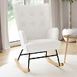 ID MARKET - Fauteuil scandinave IVAR en tissu à bascule bouclette blanc - vignette