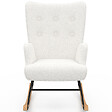 ID MARKET - Fauteuil scandinave IVAR en tissu à bascule bouclette blanc - vignette