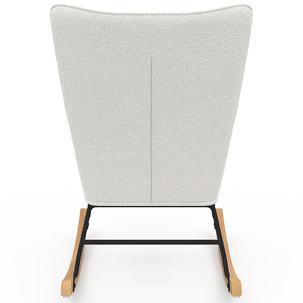 ID MARKET - Fauteuil scandinave IVAR en tissu à bascule bouclette blanc - large