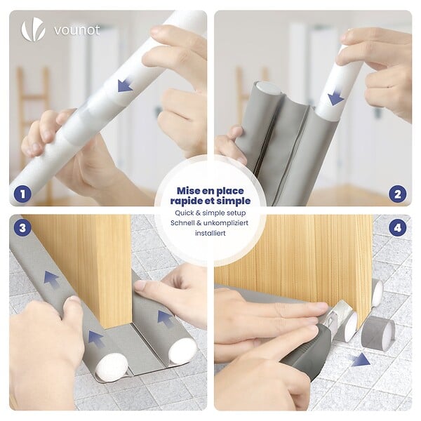 VOUNOT - Lot de 4 Boudins de Porte Isolants coupe froid Découpables 96cm Gris - large