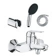 GROHE - Pack mitigeur mécanique Swift + Douchette 2 jets Vitalio Start 110 + Flexible1750 mm et support - vignette