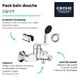 GROHE - Pack mitigeur mécanique Swift + Douchette 2 jets Vitalio Start 110 + Flexible1750 mm et support - vignette