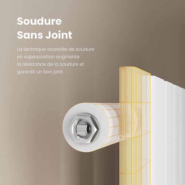 EMKE - EMKE Radiateur Chauffage Central 160 x 53 cm 877 W Connexion Centrale 50 mm – Radiateur Eau Chaude Mural en Acier Blanc - large