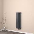 EMKE - EMKE Radiateur Chauffage Central 90 x 30 cm 559W Double Panneau – Radiateur Eau Chaude Vertical Étroit en Acier Noir - vignette