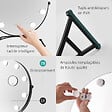 EMKE - EMKE Miroir de maquillage Hollywood avec Ampoules LED Miroir grossissant Interrupteur tactile 3 couleurs dimmable Rotation à 360° - Cadre Noir 47x40cm - vignette