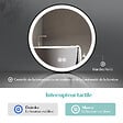 EMKE - EMKE Miroir lumineux salle de bain rond diamètre 80cm cadre noir, Sangle réglable, Miroir LED avec Interrupteur Tactile, 3 couleurs de Lumières - vignette