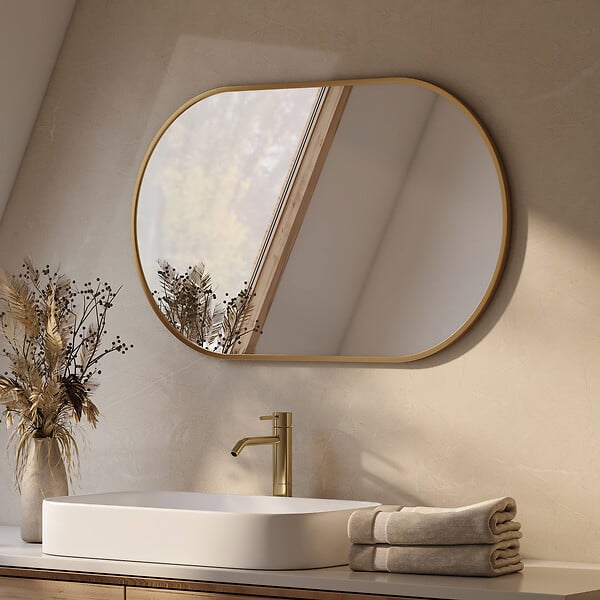EMKE - EMKE Miroir mural 60 × 100 cm Miroir ovale avec cadre doré, Miroir non lumineux salle de bain - large