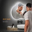 EMKE - EMKE Miroir lumineux salle de bain sans cadre 50x45cm , Miroir LED avec Interrupteur Tactile, Anti-buée, Miroir avec 3 couleurs Lumières - vignette
