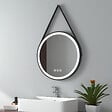 EMKE - EMKE Miroir lumineux salle de bain rond diamètre 50cm cadre noir, Sangle réglable, Miroir LED, Interrupteur Tactile, Anti-buée, 3 couleurs Lumières - vignette