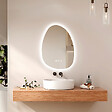 EMKE - EMKE Miroir salle de bain avec éclairage, Miroir asymétrique LED, anti-buée, interrupteur tactile, 3 couleurs de lumière réglable, , 75 x 55 cm - vignette