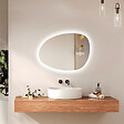EMKE - EMKE Miroir salle de bain avec éclairage, Miroir asymétrique LED, anti-buée, interrupteur tactile, 3 couleurs de lumière réglable, , 75 x 55 cm - vignette