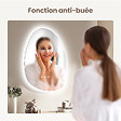 EMKE - EMKE Miroir salle de bain avec éclairage, Miroir asymétrique LED, anti-buée, interrupteur tactile, 3 couleurs de lumière réglable, , 75 x 55 cm - vignette