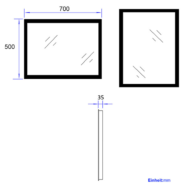 EMKE - EMKE Miroir lumineux salle de bain 70x50cm, Miroir avec éclairage Miroir LED, Lumière Blanche Chaude - large