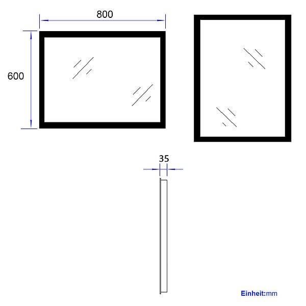 EMKE - EMKE Miroir lumineux salle de bain 80x60cm, Miroir LED salle de bain, Miroir avec l'éclairage, Lumière Chaude - large