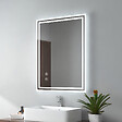 EMKE - EMKE Miroir lumineux salle de bain 70x90cm, Miroir avec l'éclairage, Interrupteur Tactile, Anti-buée, Miroir LED avec Lumière Blanche Froide - vignette
