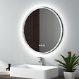 EMKE - EMKE Miroir lumineux salle de bain rond 60cm Cadre Noir, Miroir LED avec Interrupteur Tactile, Anti-buée, Miroir avec 3 couleurs de Lumières - vignette