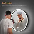 EMKE - EMKE Miroir lumineux salle de bain rond 60cm Cadre Noir, Miroir LED avec Interrupteur Tactile, Anti-buée, Miroir avec 3 couleurs de Lumières - vignette