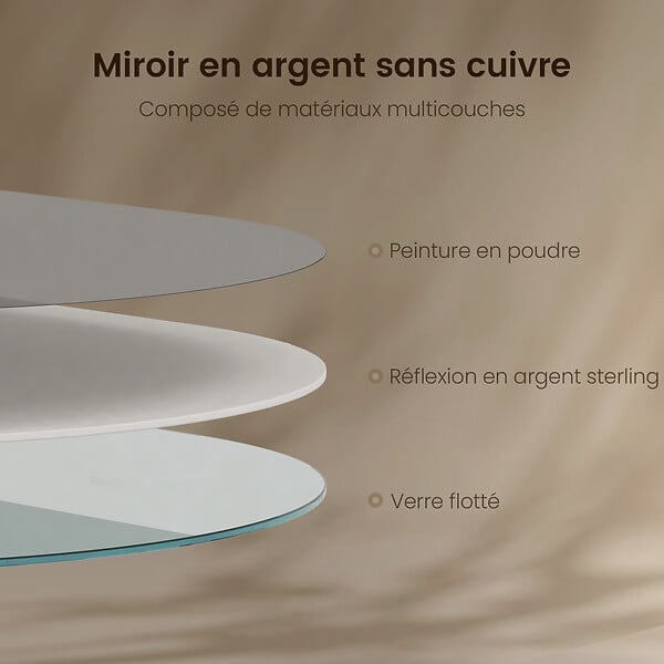 EMKE - EMKE Miroir mural 60 × 100 cm Miroir ovale avec cadre noir, Miroir non lumineux salle de bain - large
